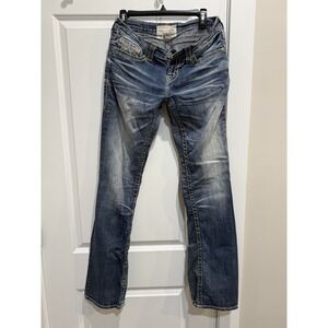 Big Star Liv Boot Jeans Womens 29x31 Medium Wash Bootcut Denim Distressed Hem